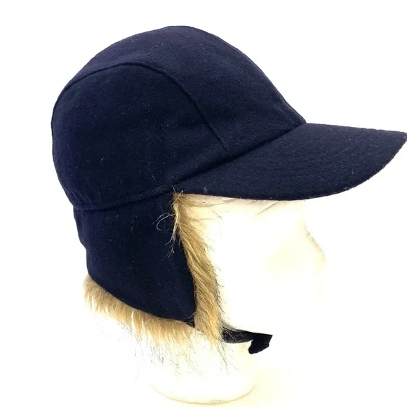 Vintage Abercrombie & Fitch Wool Navy Blue Trapper/Musher Hat